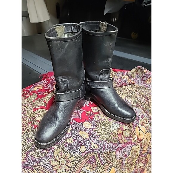 Barneys New York Women EU36 /6US Black leather Boot Moto Bike Calf High Italy - Picture 5 of 13